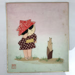 Japanese Shikishi Art Board Oshie Silk Fabric Child Takenoko Bamboo Shoot A791