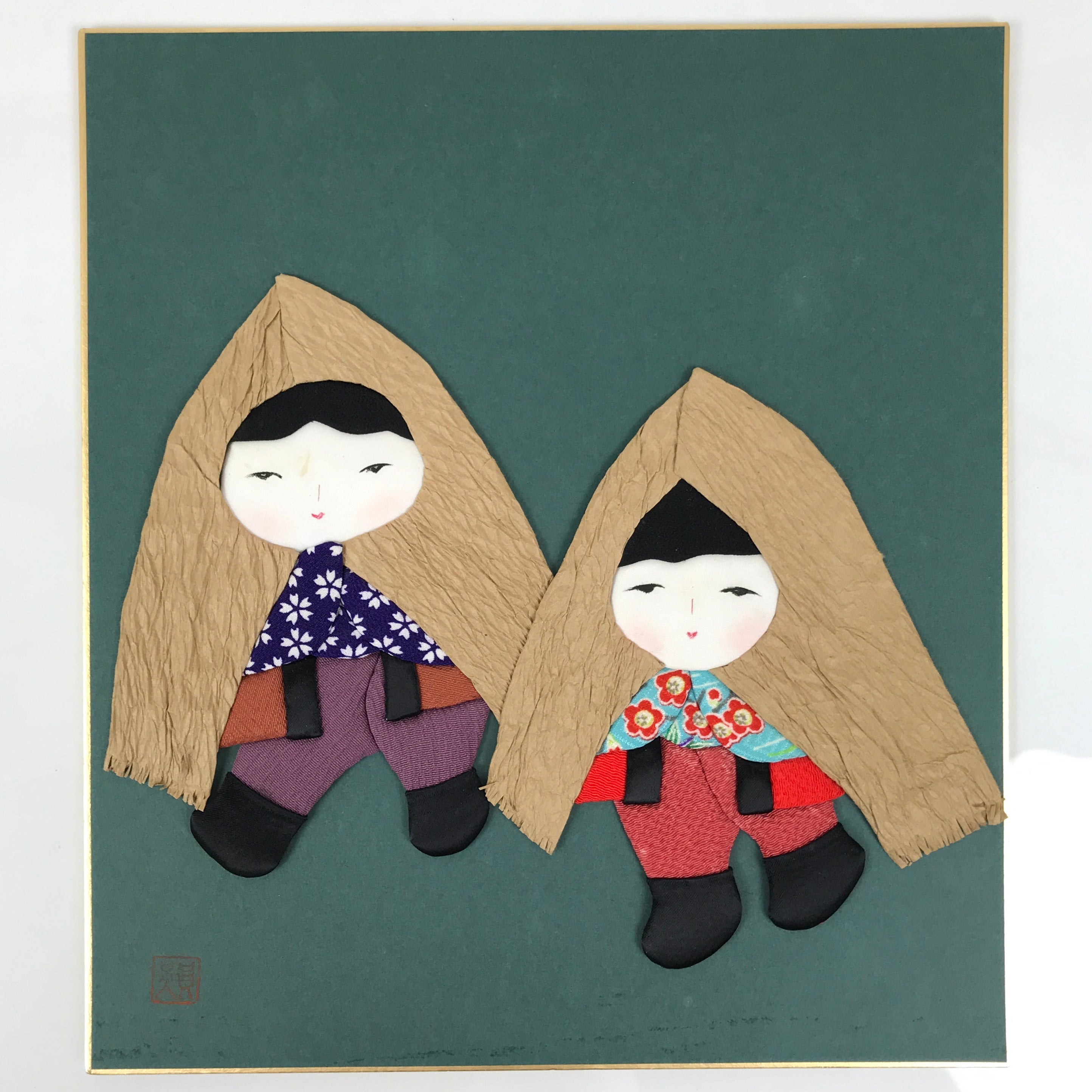 Japanese Shikishi Art Board Oshie Silk Fabric Children Straw Coat