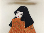 Japanese Shikishi Art Board Oshie Silk Fabric Kimono Woman Geisha Long Hair A787