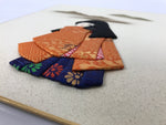 Japanese Shikishi Art Board Oshie Silk Fabric Kimono Woman Geisha Long Hair A787
