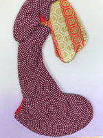 Japanese Shikishi Art Board Oshie Silk Fabric Kimono Woman Geisha Purple A776