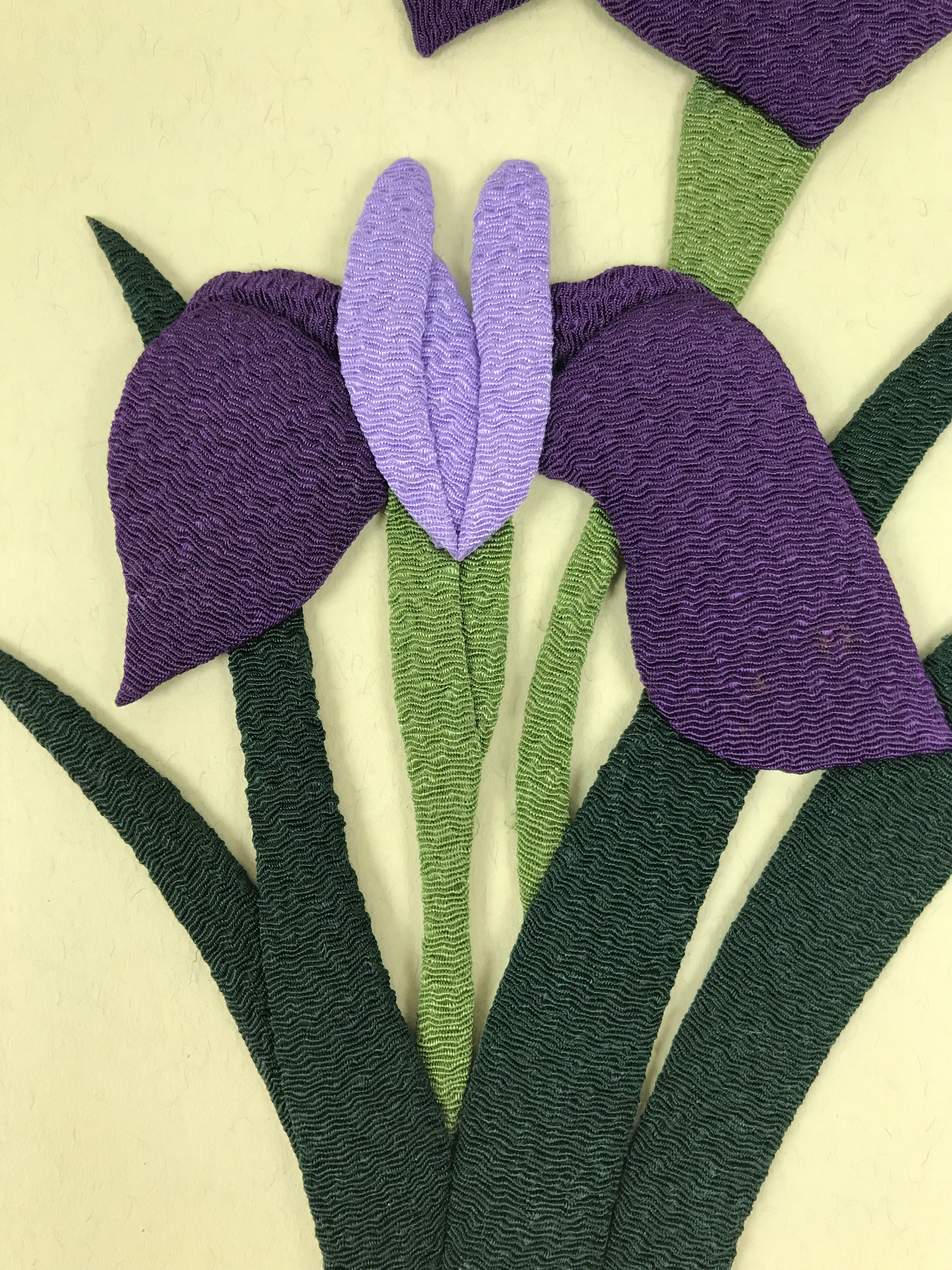 Japanese Shikishi Art Board Oshie Silk Fabric Purple Iris Hanashoubu Ayame A792