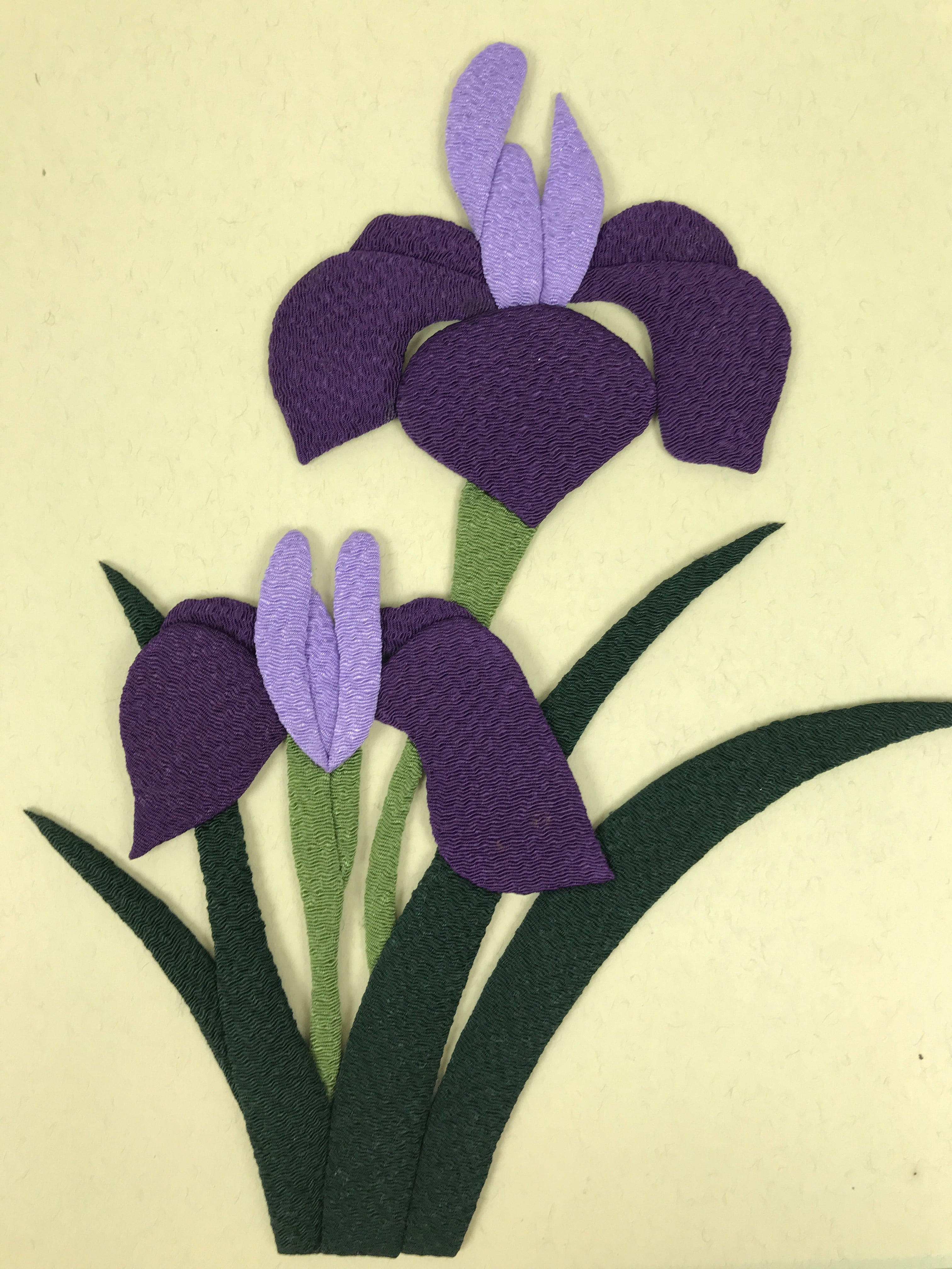 Japanese Shikishi Art Board Oshie Silk Fabric Purple Iris Hanashoubu Ayame A792