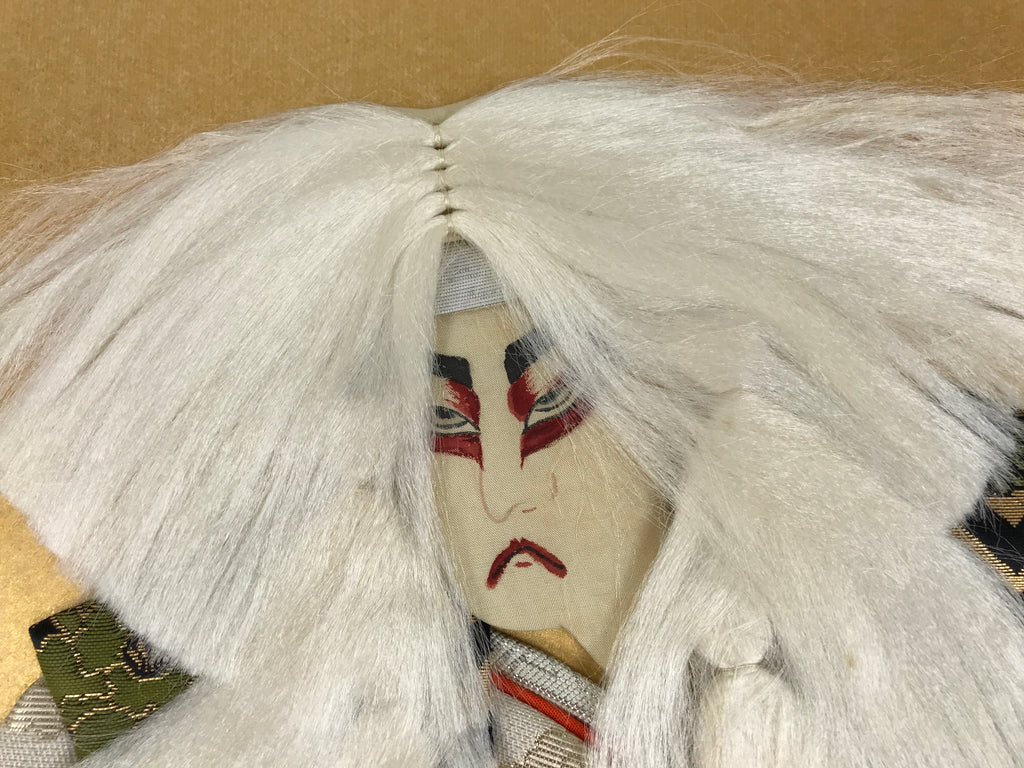 Japanese Shikishi Art Board Oshie Silk Fabric Renjishi White Lion Kabuki A784