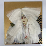 Japanese Shikishi Art Board Oshie Silk Fabric Renjishi White Lion Kabuki A784