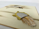 Japanese Shikishi Art Board Oshie Silk Fabric Tsuru Crane Minogame Turtle A795