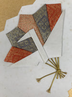 Japanese Shikishi Art Board Oshie Silk Fabric Vtg Folding Fan Origami Crane A788