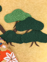 Japanese Shikishi Art Board Oshie Silk Fabric Vtg Kimono Woman Geisha Mask A775R