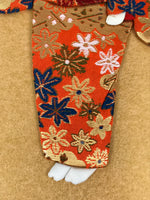 Japanese Shikishi Art Board Oshie Silk Fabric Vtg Kimono Woman Geisha Mask A775R