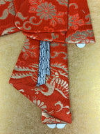 Japanese Shikishi Art Board Oshie Silk Fabric Vtg Kimono Woman Geisha Mask A779