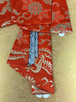 Japanese Shikishi Art Board Oshie Silk Fabric Vtg Kimono Woman Geisha Mask A779