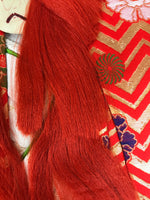 Japanese Shikishi Art Board Oshie Silk Fabric Vtg Renjishi Red Lion Kabuki A783