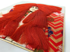 Japanese Shikishi Art Board Oshie Silk Fabric Vtg Renjishi Red Lion Kabuki A783