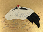 Japanese Shikishi Art Board Oshie Silk Fabric Vtg Tsuru Crane Tanchou Bird A790