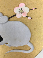 Japanese Shikishi Art Board Oshie Silk Fabric Zodiac Mouse Plum Blossoms A794