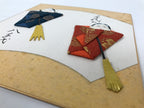 Japanese Shikishi Art Board Oshie Silk Vtg Tachibina Prince Princess Hina A789