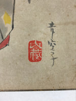 Japanese Shikishi Art Board Painting Man In Kimono Orange Hair Poem A578