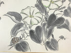 Japanese Shikishi Art Board Painting Moonflower Snail White Morning Glory A556