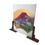 Japanese Shikishi Art Board Painting Mt.Fuji Red Folding Fan Akafuji Stand F381