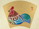 Japanese Shikishi Art Board Painting Rooster Colorful Gold Zodiac Animal A560