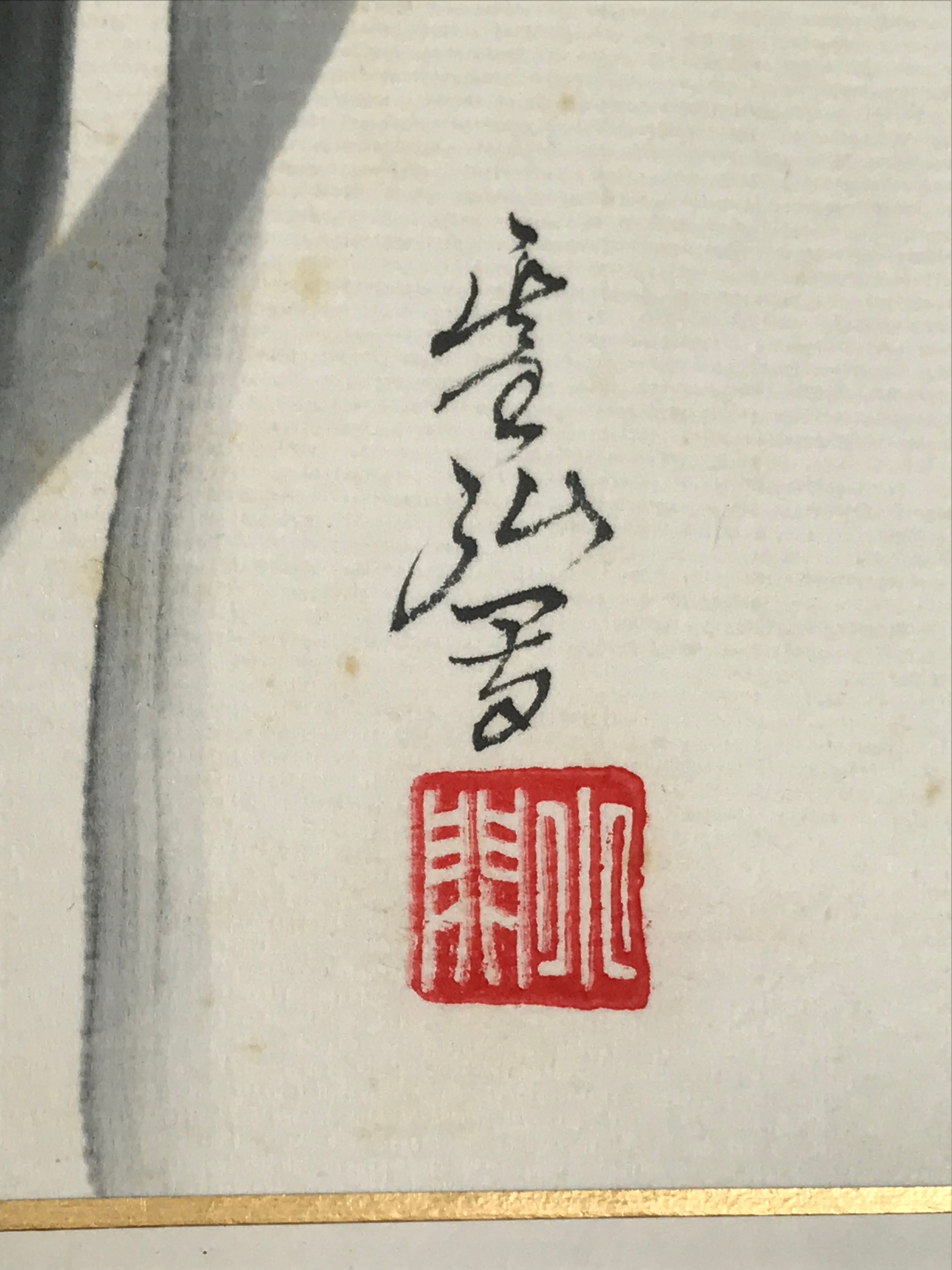 Japanese Shikishi Art Board Painting Vtg Ayame Iris Flower Blue Yellow A707