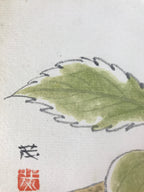 Japanese Shikishi Art Board Painting Vtg Blooming Blue Hydrangea Ajisai A658