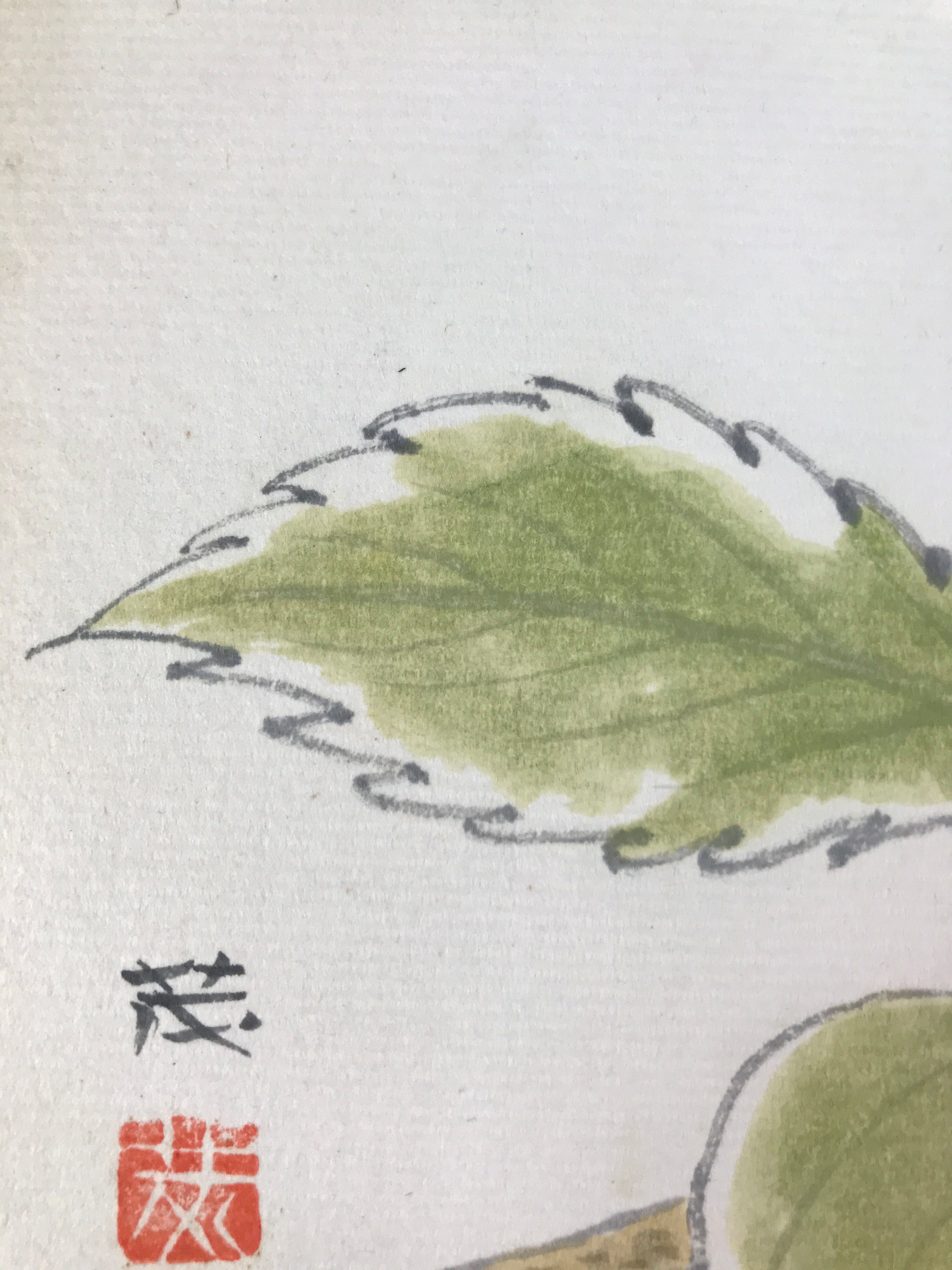 Japanese Shikishi Art Board Painting Vtg Blooming Blue Hydrangea Ajisai A658