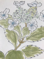 Japanese Shikishi Art Board Painting Vtg Blooming Blue Hydrangea Ajisai A658