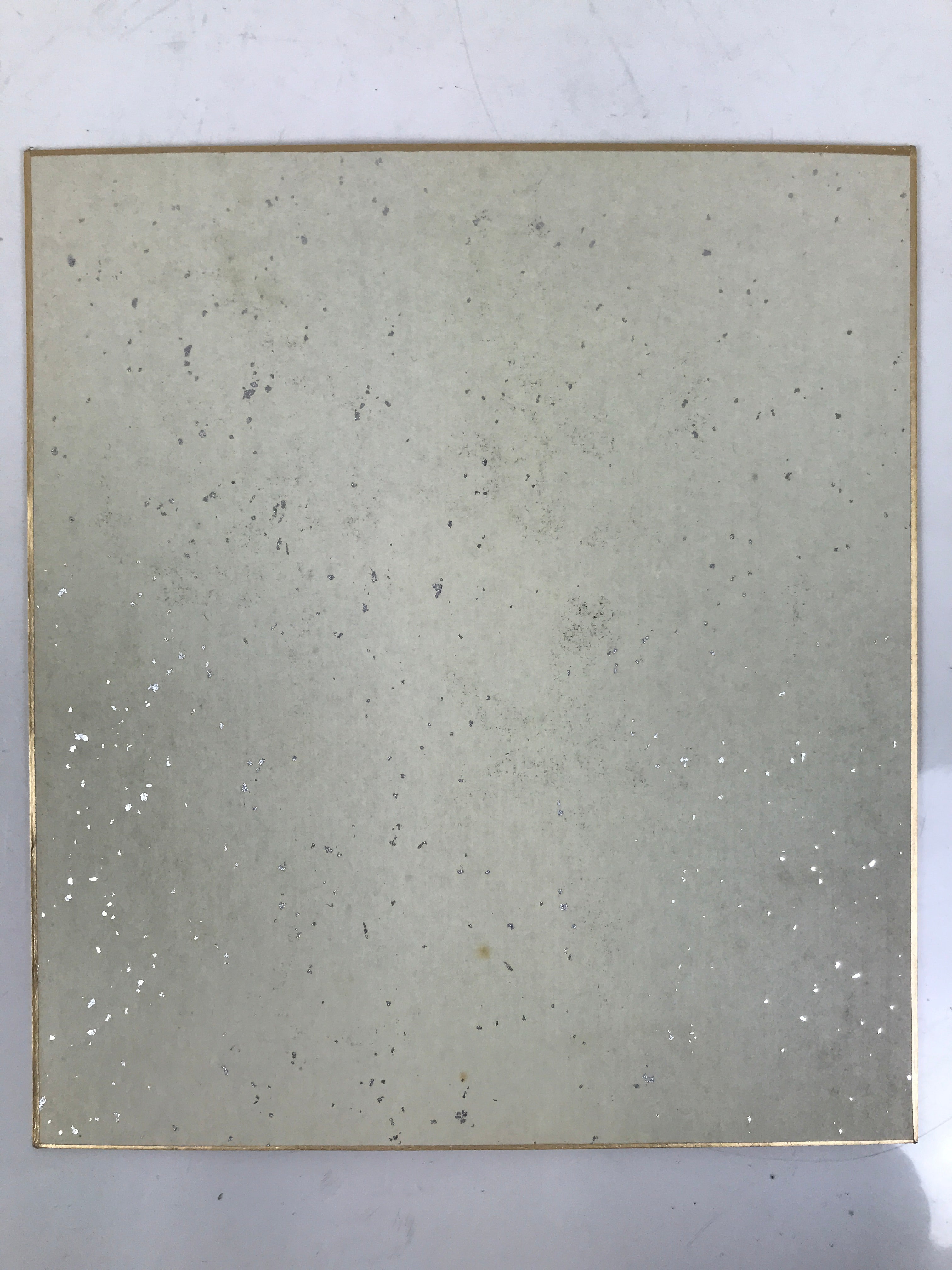 Japanese Shikishi Art Board Painting Vtg Calligraphy Kanji Mountain Water A727