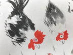 Japanese Shikishi Art Board Painting Vtg Chickens Chicks Kotobuki A706