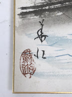 Japanese Shikishi Art Board Painting Vtg Cormorant Fishing Nagaragawa Ukai A725