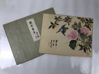 Japanese Shikishi Art Board Painting Vtg Kingfisher Bird Flowers Pink FL380