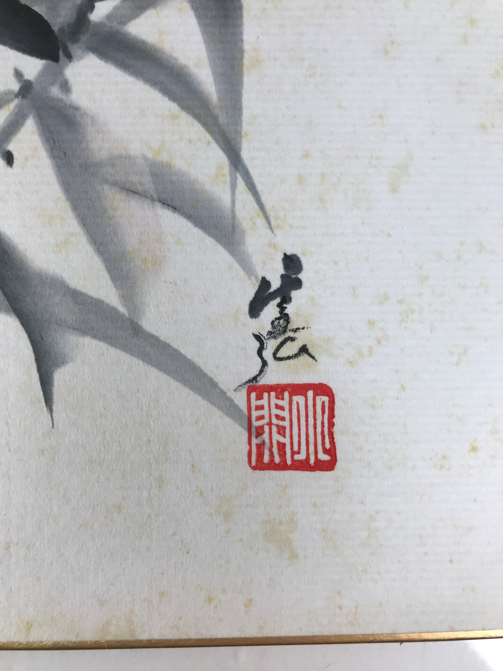 Japanese Shikishi Art Board Painting Vtg Oniyuri Lily Flower Red Black Dot A710