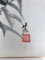 Japanese Shikishi Art Board Painting Vtg Oniyuri Lily Flower Red Black Dot A710