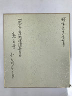Japanese Shikishi Art Board Painting Vtg Red Fuji Mountain Trees A702