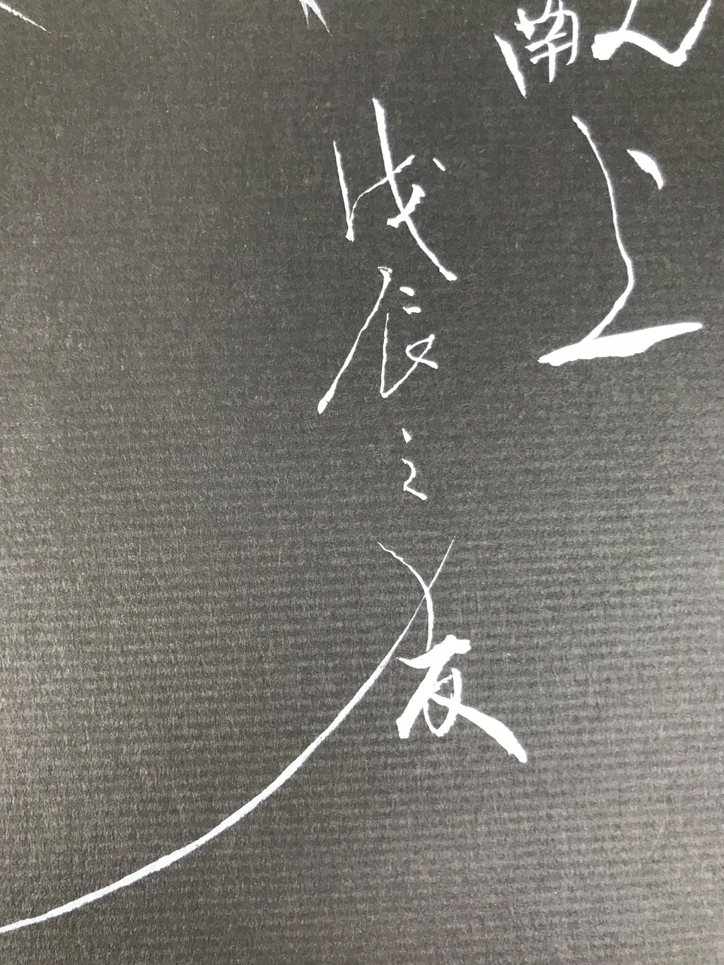Japanese Shikishi Art Board Painting Vtg White Uchiwa Fan Black Background A705