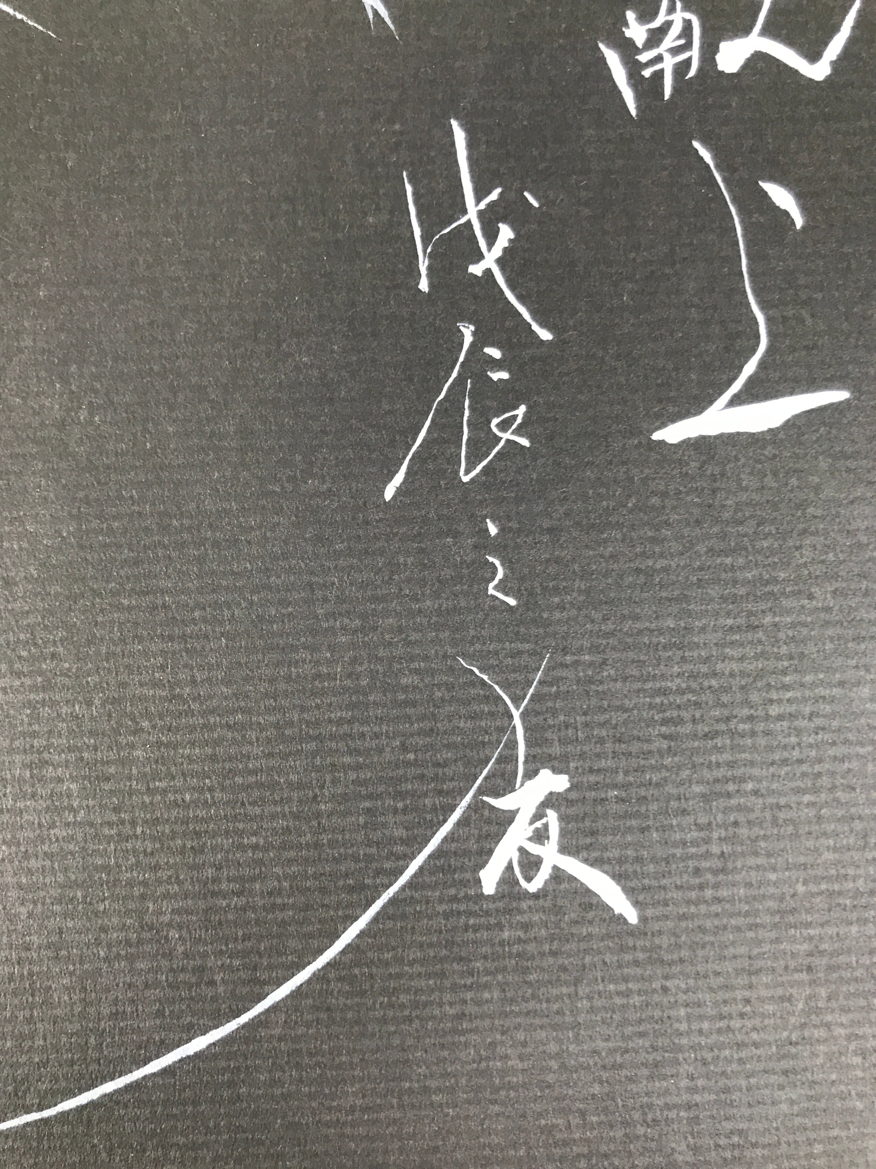 Japanese Shikishi Art Board Painting Vtg White Uchiwa Fan Black Background A705