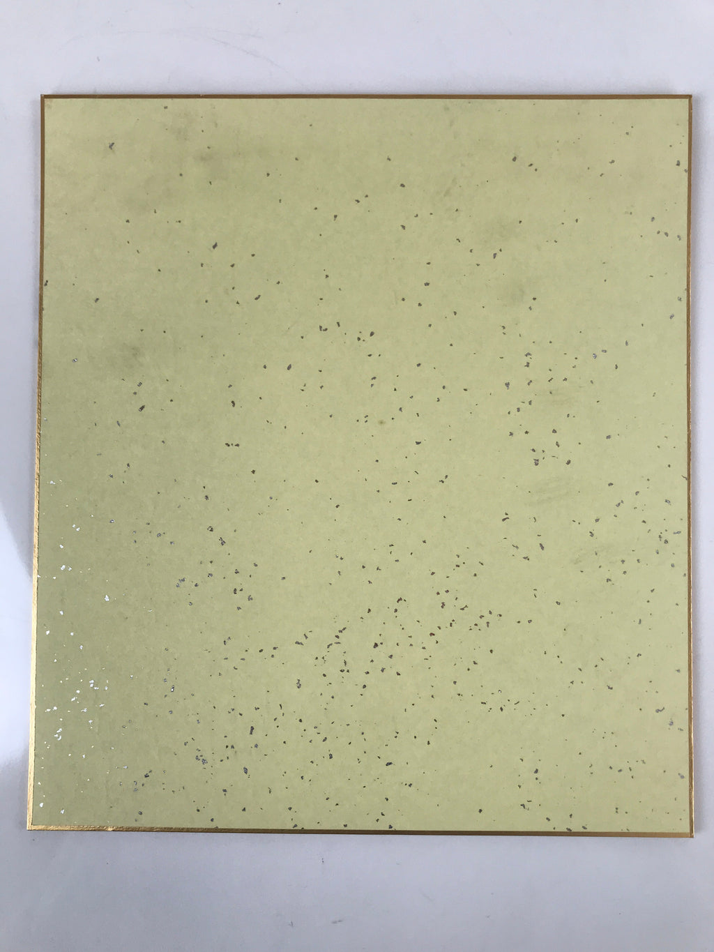 Japanese Shikishi Art Board Painting Vtg Wisteria Poem Fan Shape Gold A667