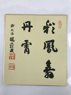 Japanese Shikishi Art Board Painting Vtg Zen Calligraphy Black A676