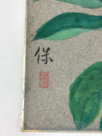 Japanese Shikishi Art Board Painting White Peony Flowers Green Nature A587