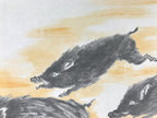 Japanese Shikishi Art Board Reproduction 3 Boars Zodiac Animal Color A804