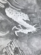 Japanese Shikishi Art Board Reproduction Dragon Zodiac Animal Monochrome A813