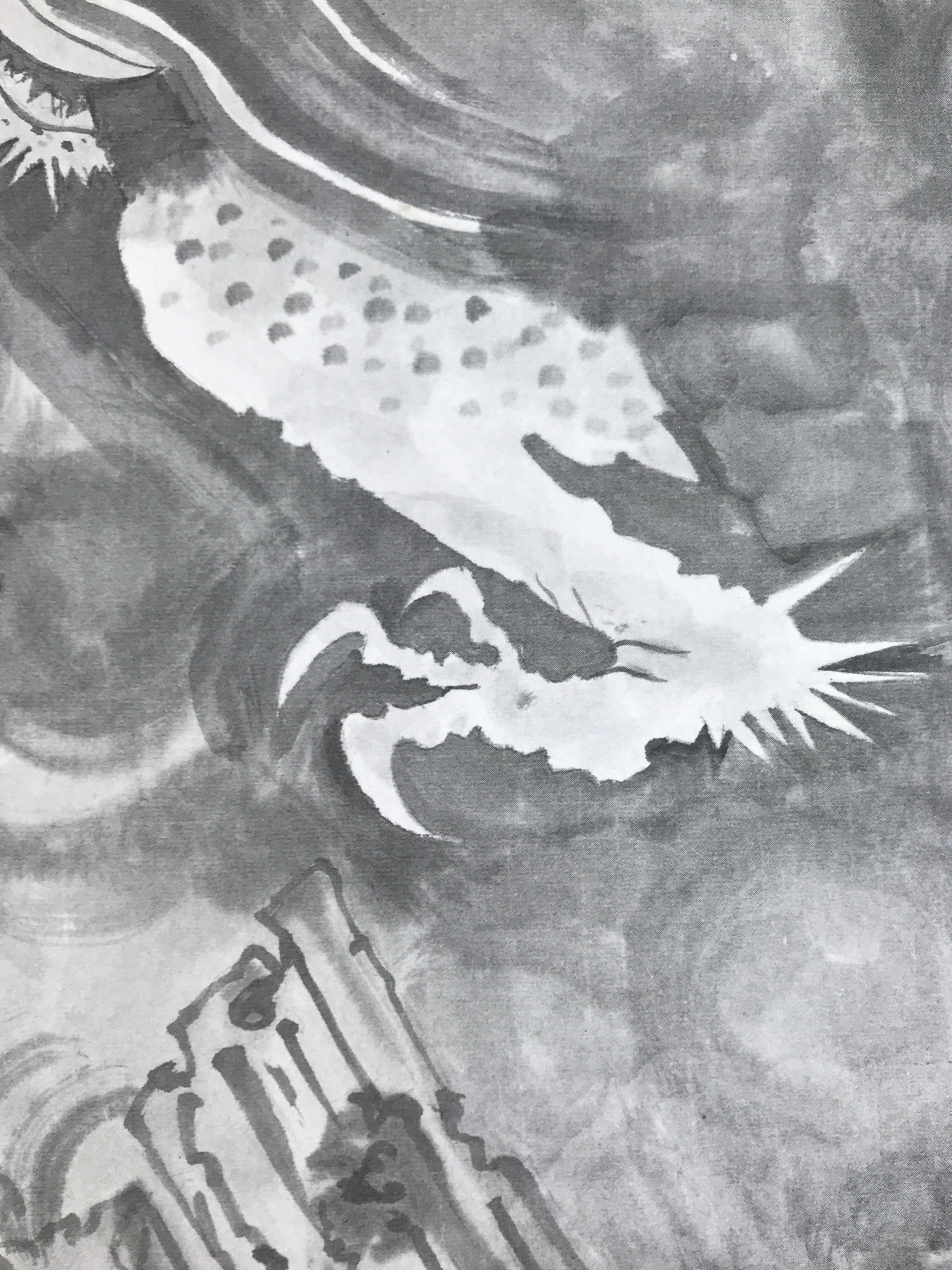 Japanese Shikishi Art Board Reproduction Dragon Zodiac Animal Monochrome A813