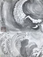 Japanese Shikishi Art Board Reproduction Dragon Zodiac Animal Monochrome A813