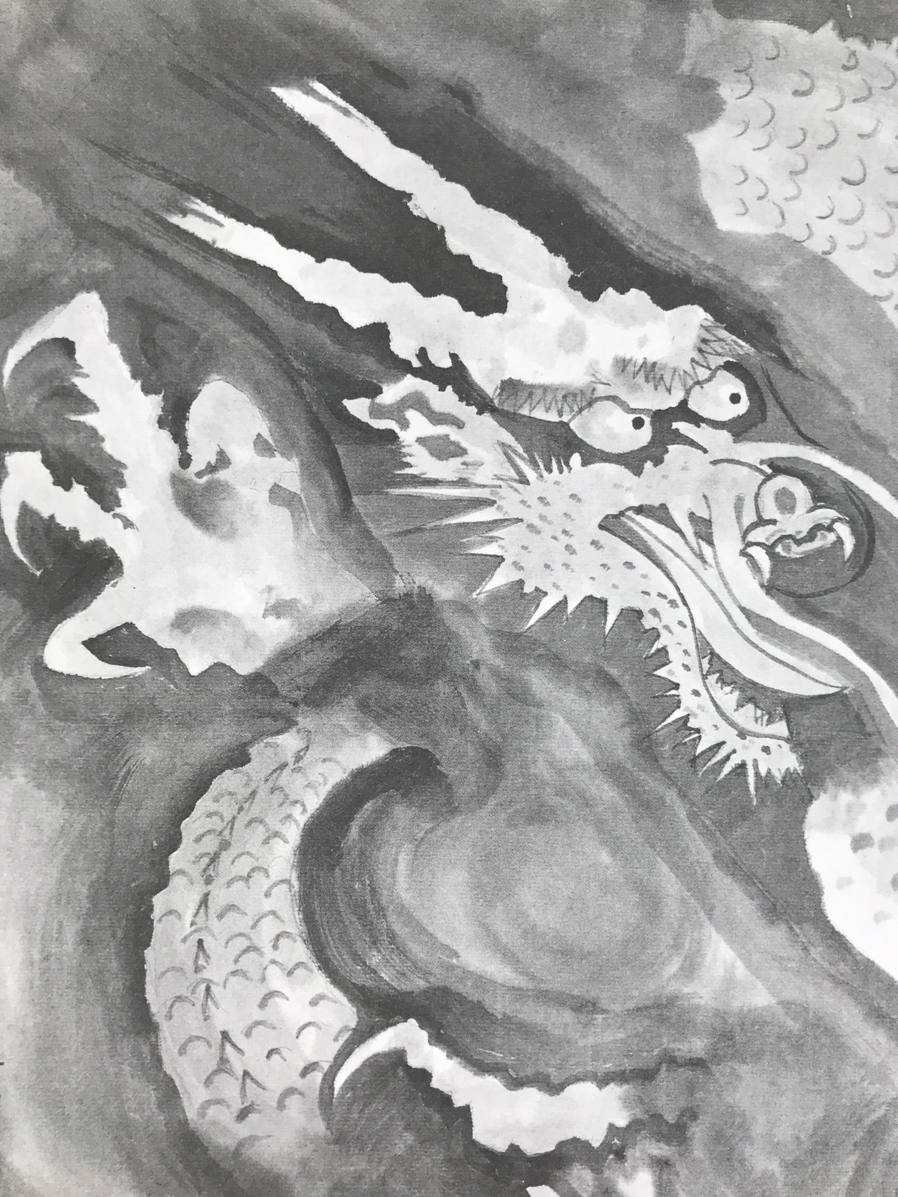 Japanese Shikishi Art Board Reproduction Dragon Zodiac Animal Monochrome A814