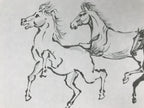 Japanese Shikishi Art Board Reproduction Horse Zodiac Calligraphy Black A815