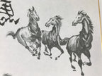 Japanese Shikishi Art Board Reproduction Horse Zodiac Calligraphy Black A816