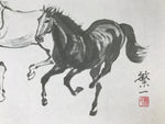 Japanese Shikishi Art Board Reproduction Horse Zodiac Calligraphy Black A816