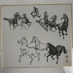 Japanese Shikishi Art Board Reproduction Horse Zodiac Calligraphy Black A816