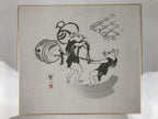 Japanese Shikishi Art Board Reproduction Mouse Kimono Bell Mallet Black A812